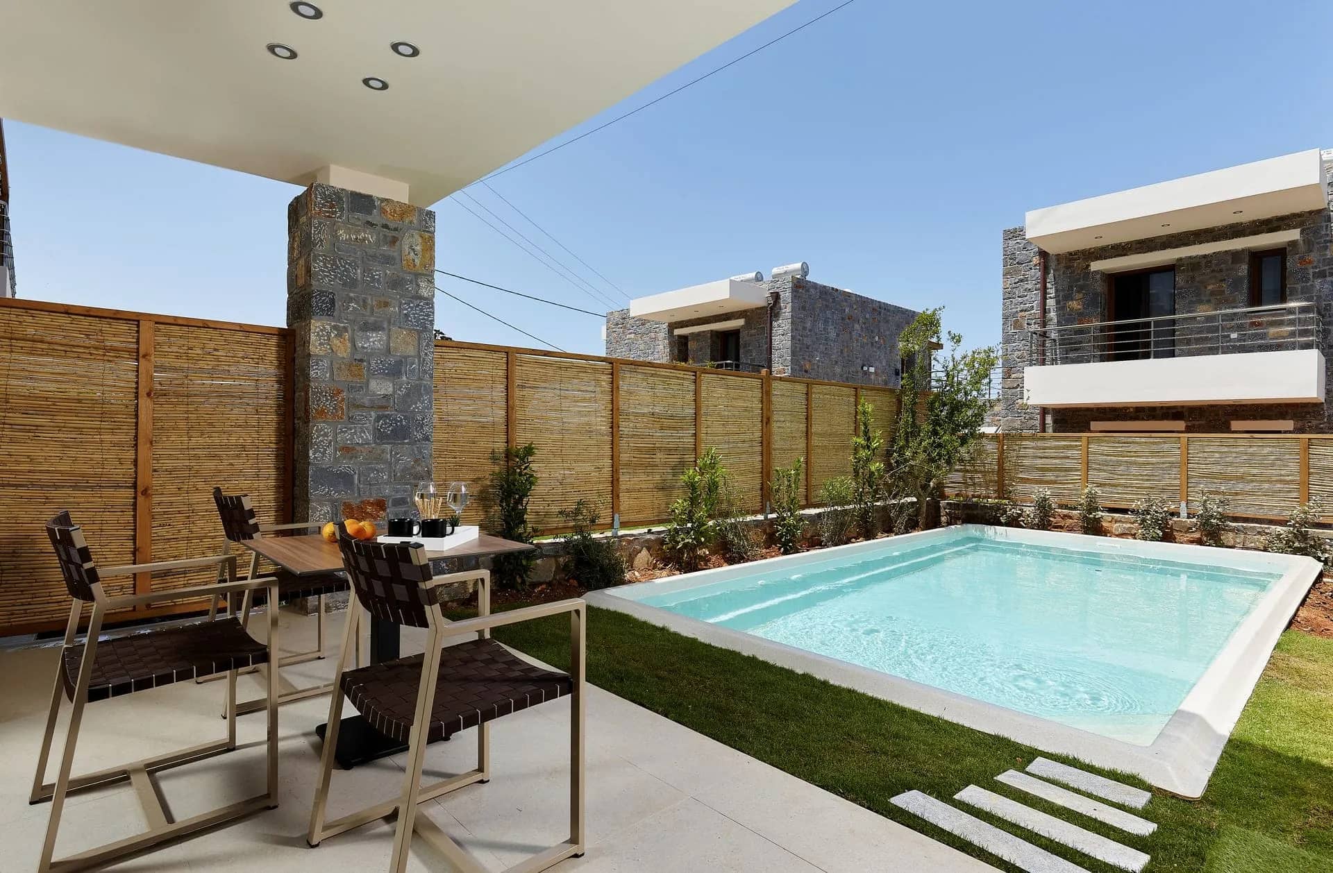 Private pool and garden of a one bedroom suite at Volta Suites and Villas
